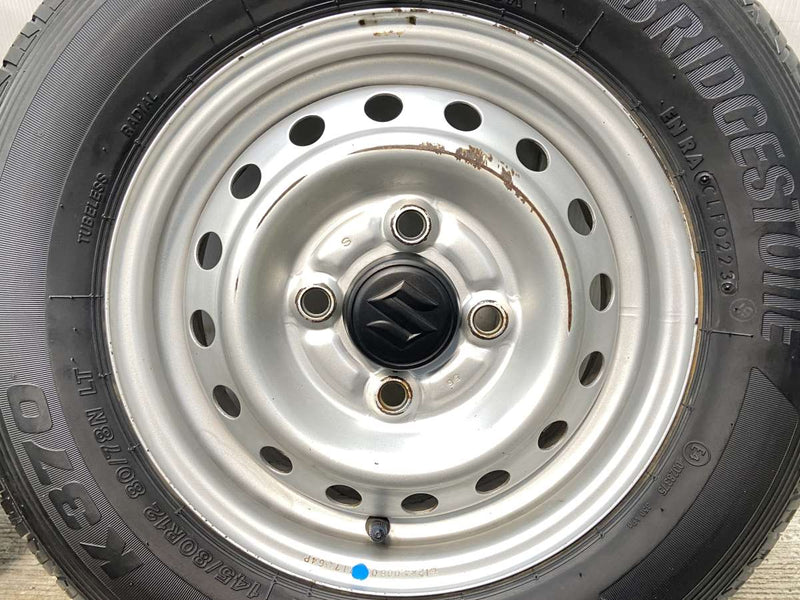 ブリヂストン K370 145/80R12 80/78LT /スズキ純正  4.0J+ 100-4穴 4本