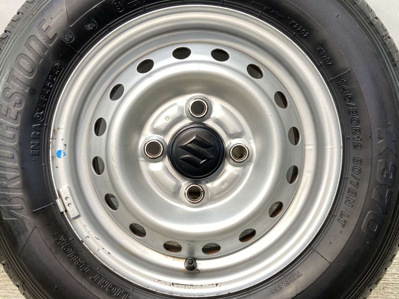 ブリヂストン K370 145/80R12 80/78LT /スズキ純正  4.0J+ 100-4穴 4本
