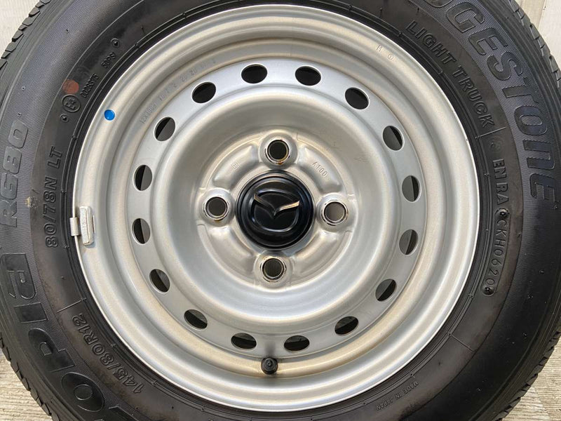 ブリヂストン エコピア R680 145/80R12 80/78LT /マツダ純正  4.0J+ 100-4穴 4本