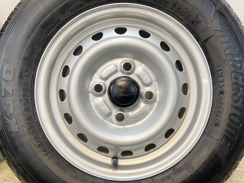 ブリヂストン K370 145/80R12 80/78LT /ダイハツ純正  4.0J+ 100-4穴 4本
