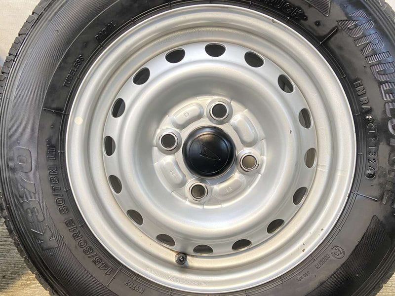 ブリヂストン K370 145/80R12 80/78LT /ダイハツ純正  4.0J+ 100-4穴 4本