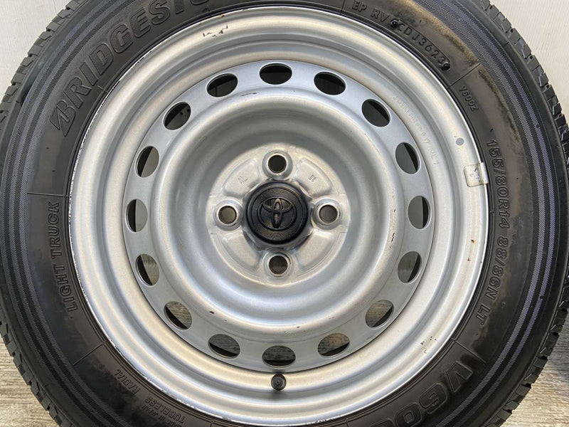 ブリヂストン V600 155/80R14 88/86LT /トヨタ純正 AL 5.0J+ 100-4穴 4本