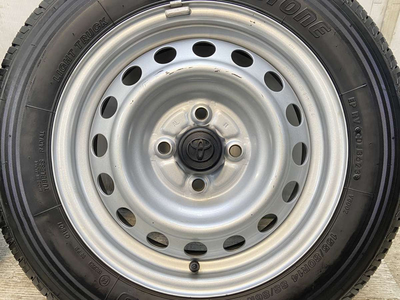 ブリヂストン V600 155/80R14 88/86LT /トヨタ純正 AL 5.0J+ 100-4穴 4本