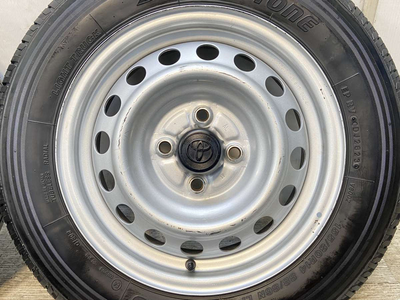 ブリヂストン V600 155/80R14 88/86LT /トヨタ純正 AL 5.0J+ 100-4穴 4本