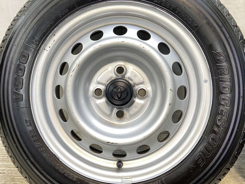 ブリヂストン V600 155/80R14 88/86LT /トヨタ純正 AL 5.0J+39 100-4穴 4本