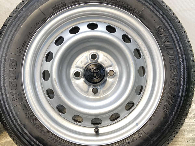 ブリヂストン V600 155/80R14 88/86LT /トヨタ純正 AL 5.0J+39 100-4穴 4本