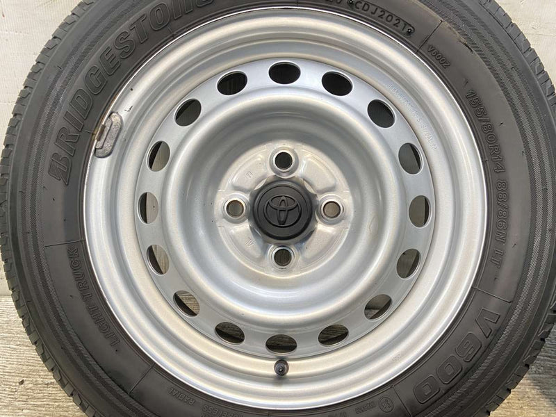 ブリヂストン V600 155/80R14 88/86LT /トヨタ純正 AL 5.0J+39 100-4穴 4本