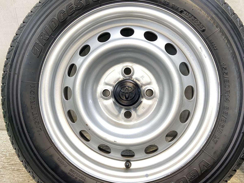 ブリヂストン V600 155/80R14 88/86LT /トヨタ純正 AL 5.0J+39 100-4穴 4本