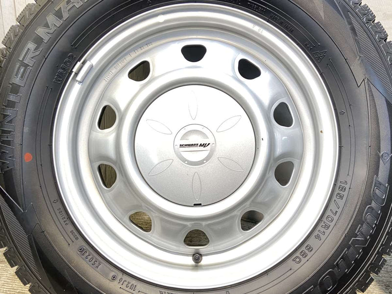 ダンロップ ウィンターマックス WM02 185/70R14  /　 SCHWARZ MV V6A 5.0J+ 100/114.3-4穴 4本