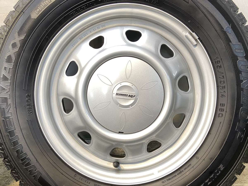 ダンロップ ウィンターマックス WM02 185/70R14  /　 SCHWARZ MV V6A 5.0J+ 100/114.3-4穴 4本