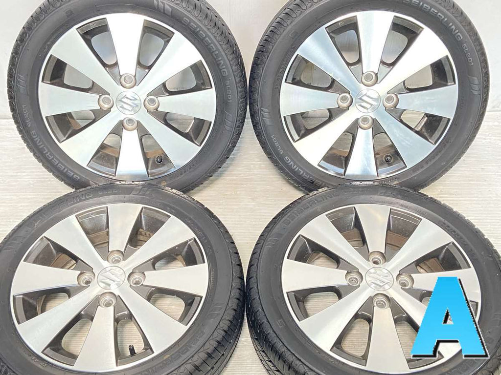(2個)スズキ純正 14x4.5J +50 ホイールと165/55R14タイヤ① セイバーリング SL201 165/55R14 /スズキ純正 4.5J+50 100-4穴 4本